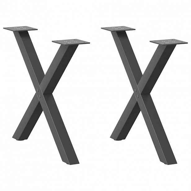 vidaXL Nohy konferenčního stolku ve tvaru X, 2 ks, antracitové, 50 x (42-43) cm, ocel