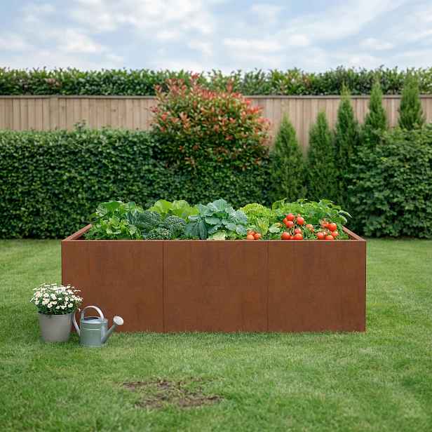 BestBerg Vyvýšený cortenový zahradní záhon  BBGR-640CT / 640 l / 150 x 100 x 43 cm / corten