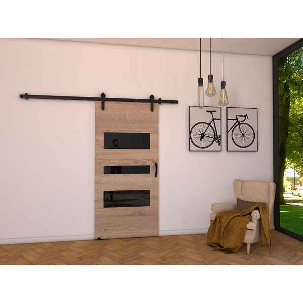 Interiérové dveře na stěnu BUSHLAND 3 - 86 cm, dub sonoma