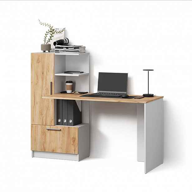 Livinity® PSACÍ STŮL Lorena Bílý/zlatý dub 150 x 120.1 cm se 2 dveřmi