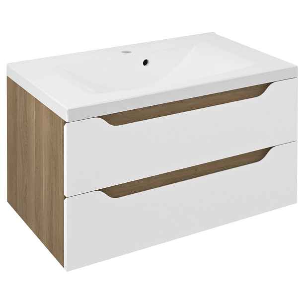 Sapho WAVE umyvadlová skříňka 79,7x45x47,8cm, bílá/dub cuneo