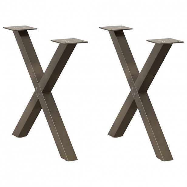 vidaXL Nohy konferenčního stolku ve tvaru X, 2 ks, přírodní ocel, 50 x (42-43) cm, ocel