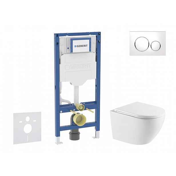 Geberit Duofix - Set předstěnové instalace, klozetu Oudee a sedátka softclose, tlačítko Sigma20, bílá/chrom SANI11CA31118