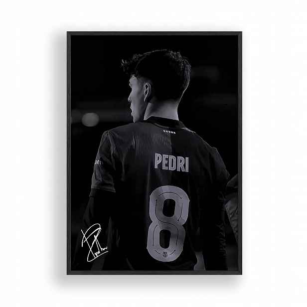 Obraz Pedri Fc Barcelona Plakát Rámeček Dřevěný Černý 30x42 cm