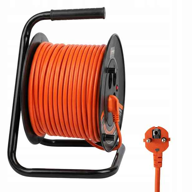 Prodlužovací Kabel Pro Zahradu Sekačky Buben Navíječ Kabelu 4 Ks Zásuvek 50 M