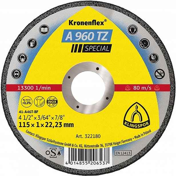 Řezací kotouč A960TZ 125x1,0 mm rovný 25 ks Klingspor