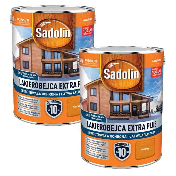 Sada Sadolin Extra Plus 2x4,5L Vodní Lakobejca Na Dřevo Piniová 9L