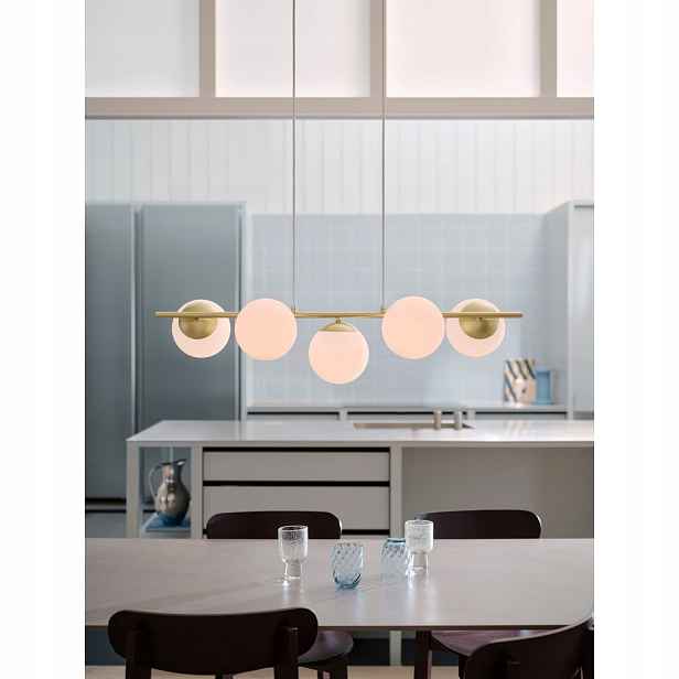 Závěsná lampa Lilly 5xE14 brass sklo opál Nordlux