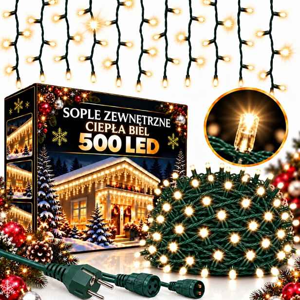 Lampy Rampouchy 500 Led Venkovní 21 M Bílé Teplé Flash IP44 Záclona