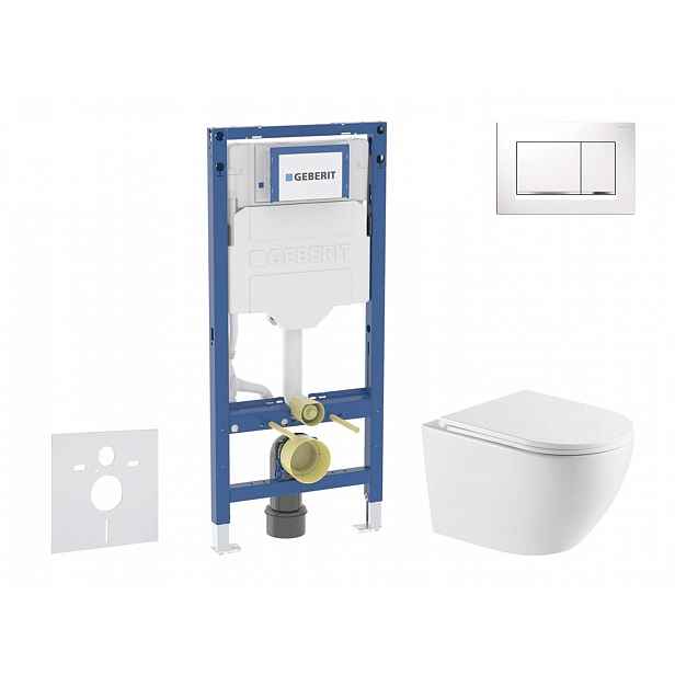 Geberit Duofix - Set předstěnové instalace, klozetu Oudee a sedátka softclose, tlačítko Sigma20, bílá/chrom SANI11CA31119