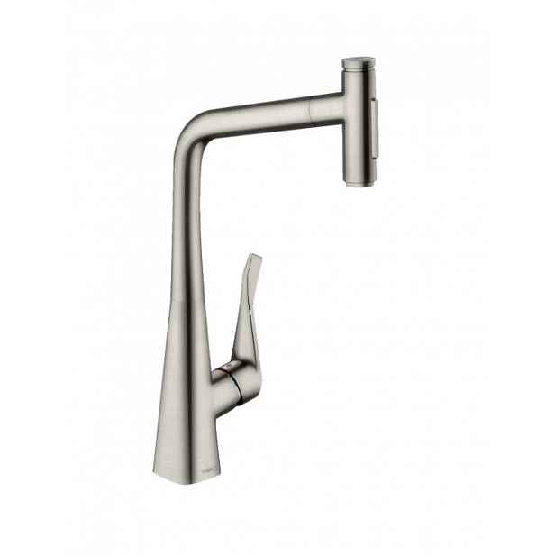 Hansgrohe M71 - Dřezová baterie Metris Select s výsuvnou sprškou, vzhled nerezu 73820800