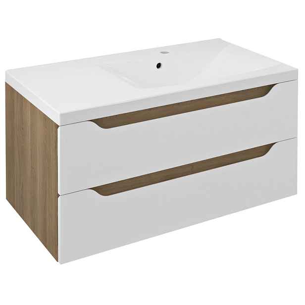 Sapho WAVE umyvadlová skříňka 89,7x45x47,8cm, pravá, bílá/dub cuneo
