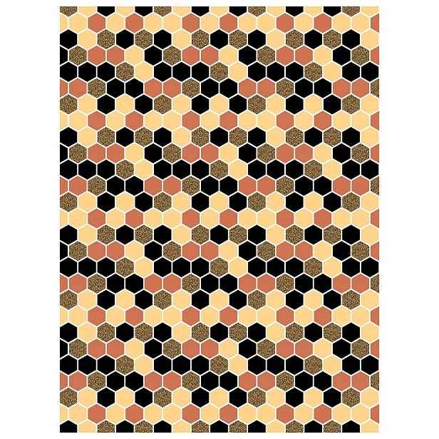 Tapeta Geometrické šestiúhelníky bezový mix Bronz černá 184x254 vinyl lepidlo