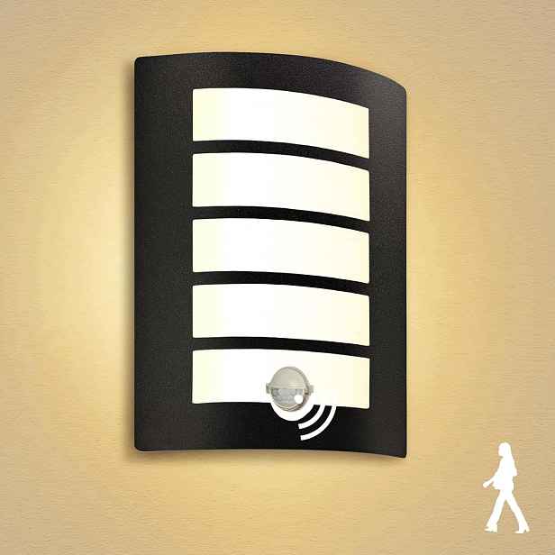 Venkovní lampa Allesgute, Pir senzor pohybu, zakřivená venkovní lampa