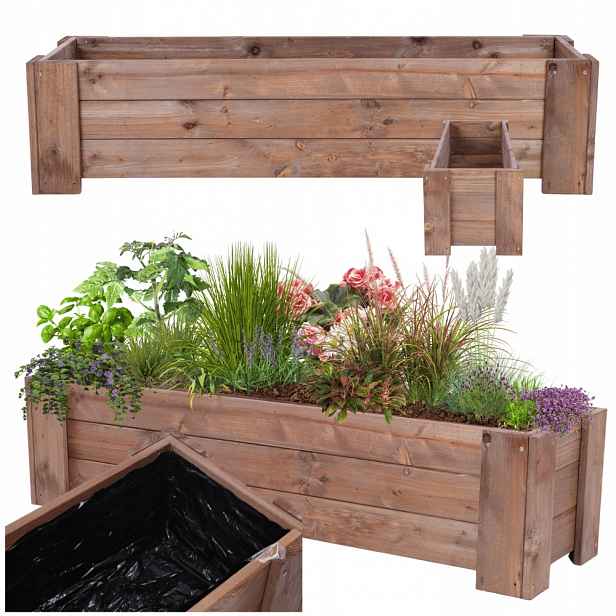 Zahradní květináč dřevěná truhla na květiny velká impregnace 30x100x30 Fólie