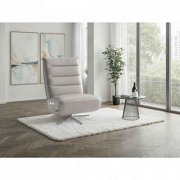 Sit & More RELAXAČNÍ KŘESLO, kůže, světle šedá