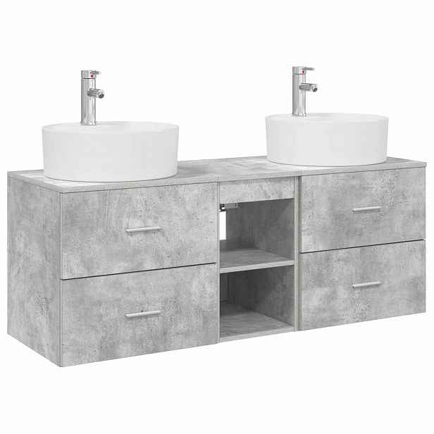 vidaXL Sada koupelnových skříněk 3 ks Betonově šedá 129 x 44,5 x 82 cm