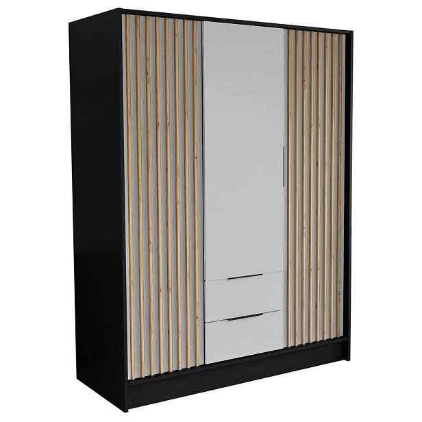 MASSENO ŠATNÍ SKŘÍŇ S OTOČNÝMI DVEŘMI PELOR, 150,5/200/51 cm moderní 3dveřová, černá