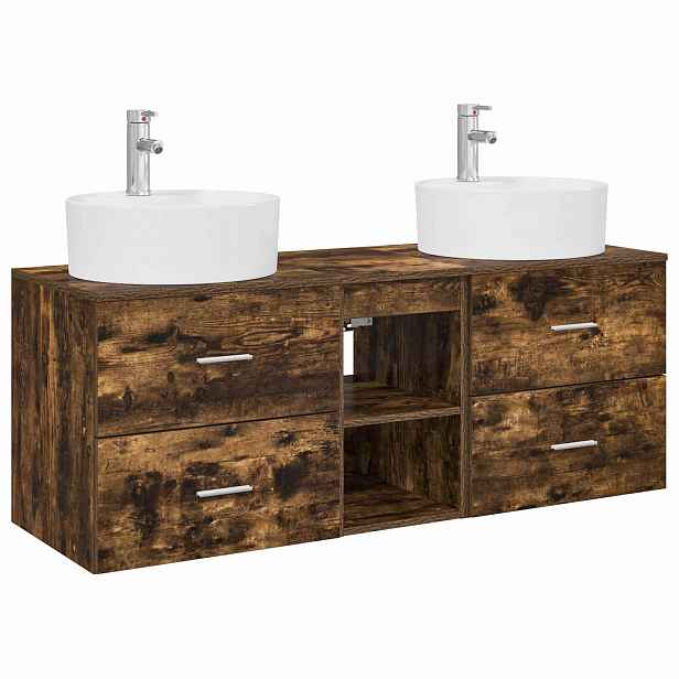 vidaXL Sada koupelnových skříněk 3 ks Kouřový dub 49,5 x 44,5 x 65 cm