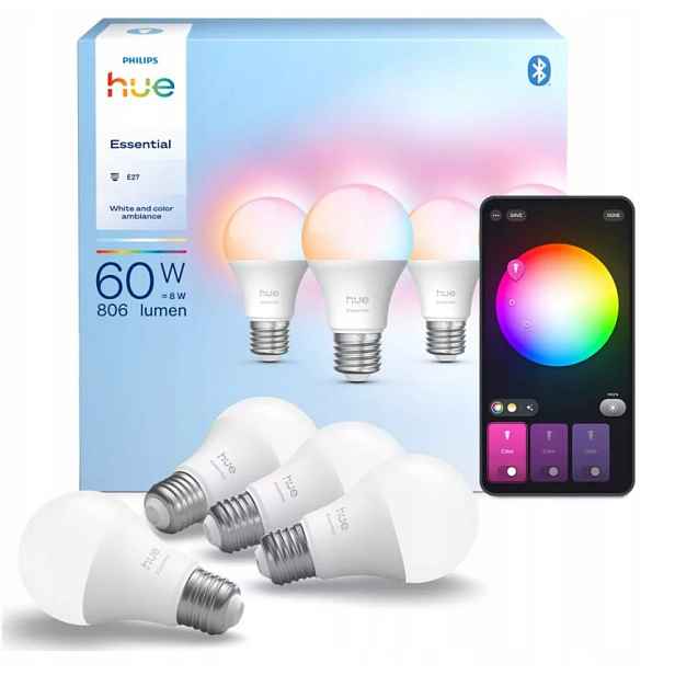 Philips Hue Essential A60 Inteligentní žárovka E27 806 lm 8 W 4 ks 60 W