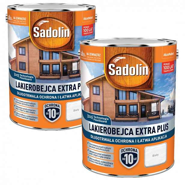 Set Sadolin Extra Plus 2x4,5L Vodní Lakobejca Na Dřevo Bílá 9L