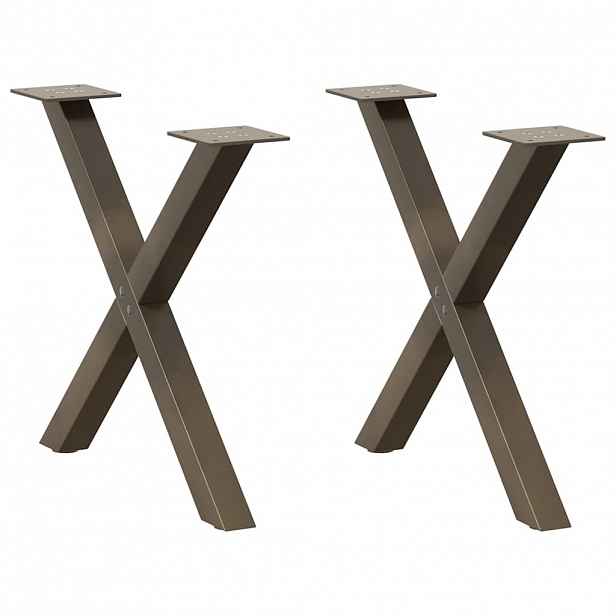 vidaXL Nohy konferenčního stolku ve tvaru X, 2 ks, přírodní ocel, 60 x (42-43) cm, ocel