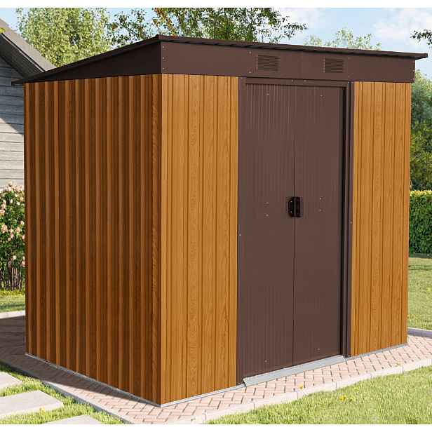 Zahradní domek BestBerg ZD-67RWB / 4,3 m² / 197 × 217 × 202 cm / dekor dřeva/hnědá