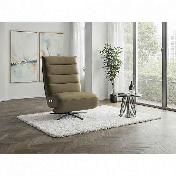 Sit & More RELAXAČNÍ KŘESLO, kůže, olivově zelená