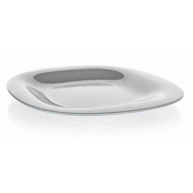 talíř d19cm dezertní, CARINE, čtverc., šedý, tvrz.sklo