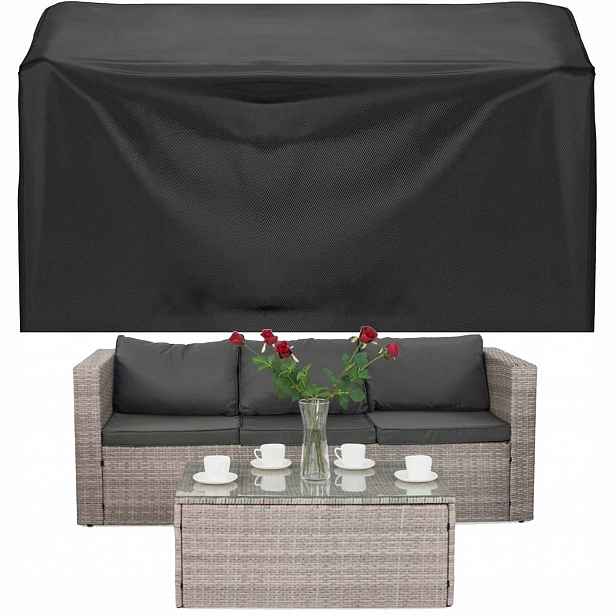 Velký Obal Na Zahradní Nábytek 245x160x100 cm Černá Voděodolná Plachta