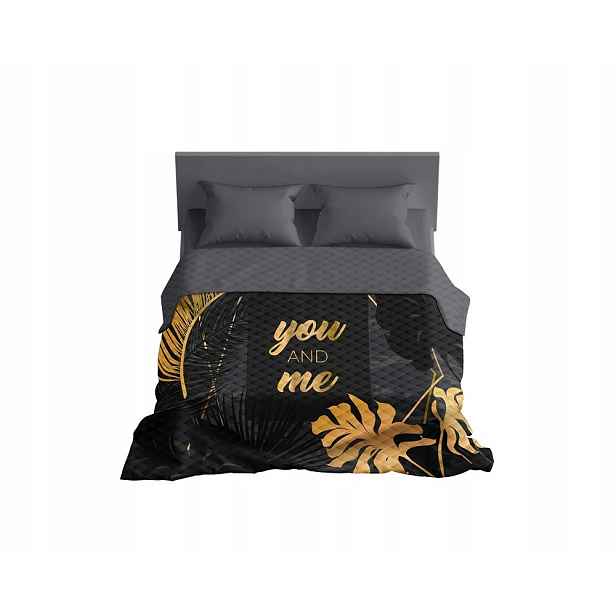 Přehoz 220x240 černý šedý zlatý you and me Holland