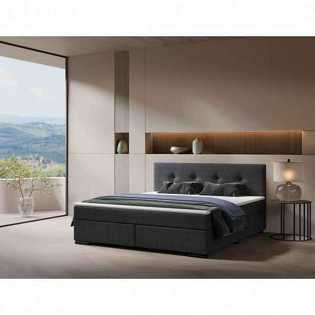 MID.YOU POSTEL BOXSPRING, 160/200 cm, antracitová