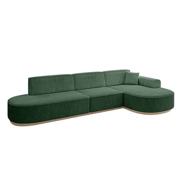 ALTDECOR ROHOVÁ SEDAČKA s otomanem, pravá MARI-L2-v1 328x171x83 Zelená Manšestr