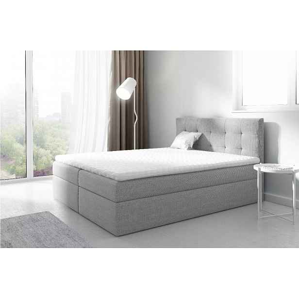 Čalouněná boxspringová postel 160x220 IVANA 2 - šedá + topper ZDARMA