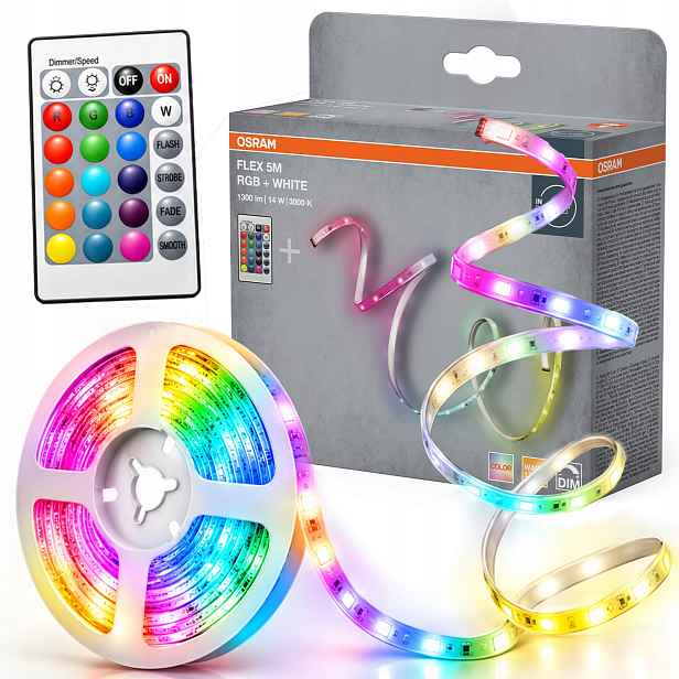 Led páska Dekorativní pásek 14W Rgbw 3000K Teplá 5 m Dálkový Ovladač Osram