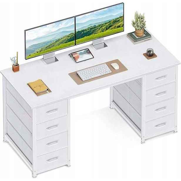 Počítačový stůl Coleshome 120x48 cm Bílý 8 zásuvek Toaletní Stolek pro učení