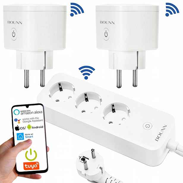 Sada 2x Inteligentní zásuvka WiFi 1x Inteligentní prodlužovací kabel s WiFi Tuya