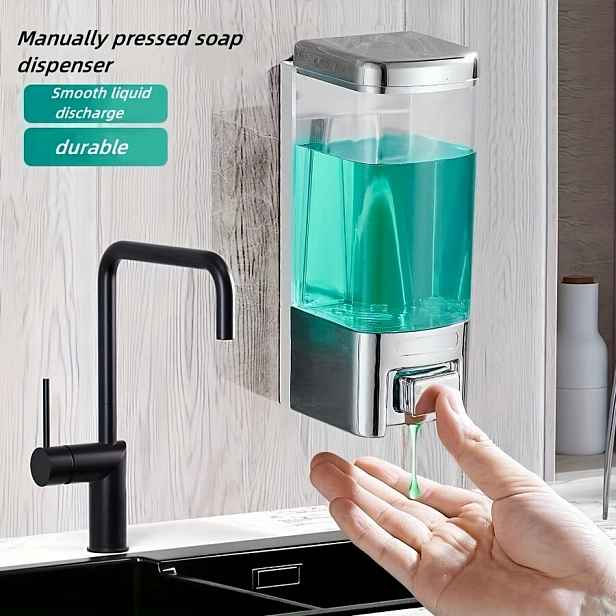 TEMU Nástěnný dávkovač mýdla, 500 ml dávkovač do sprchy, manuální dávkovač mýdla do sprchy s tlačítkem pro domácnost, koupelnu, kuchyň, hotel,