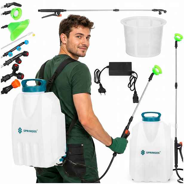 Zádový Postřikovač 12V Elektrický 12L Tlakový Zahradní 6 Trysek Výkonný