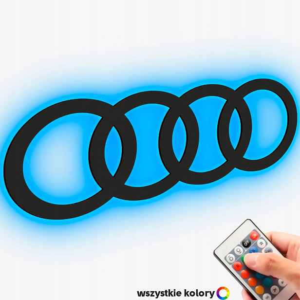 Dřevěný 3D obraz Logo Audi Nástěnná Dekorace Dárek Noční Lampa Led