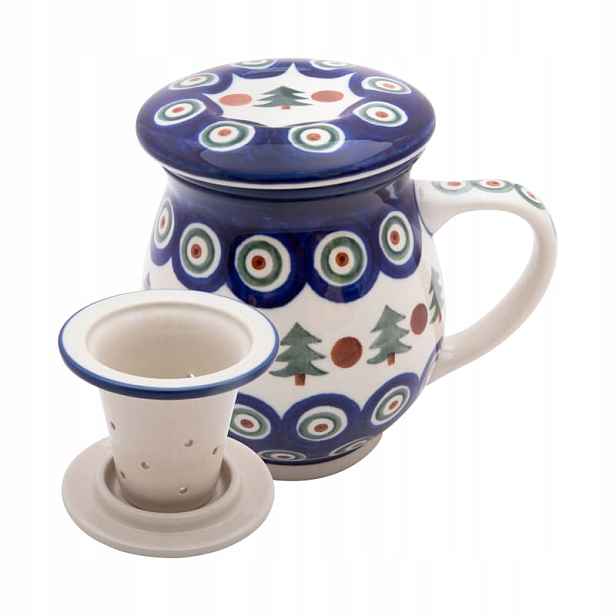 Hrnek 400 ml sítko víko Ceramika Artystyczna Bolesławiec 0366 Vintage