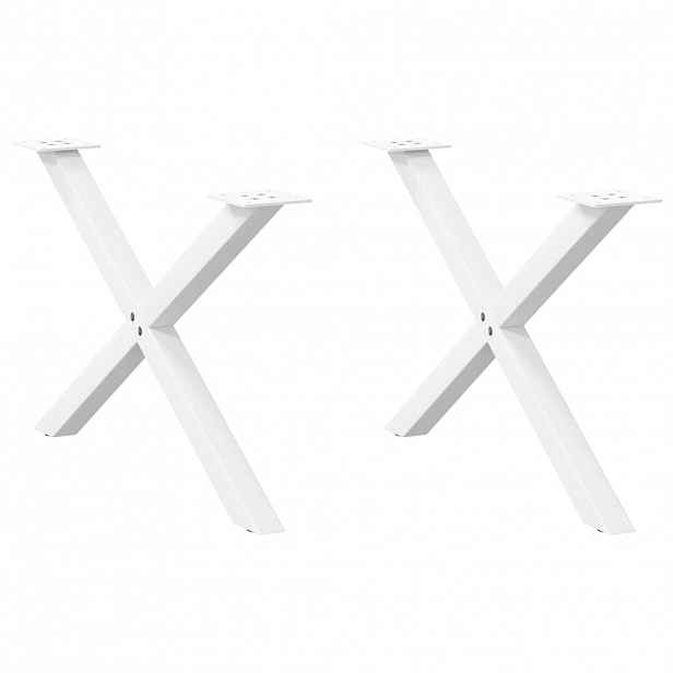 vidaXL Nohy konferenčního stolku ve tvaru X, 2 ks, bílé, 70 x (42-43) cm, ocel