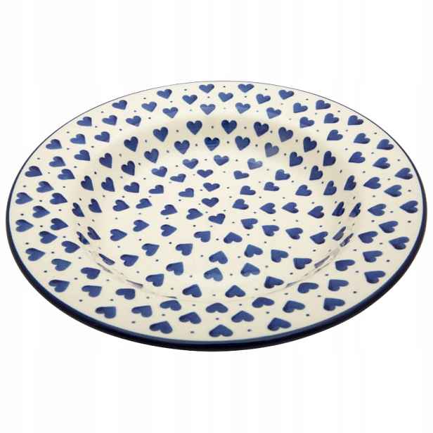 Hluboký talíř 24 cm Umělecká keramika Bolesławiec dek 0570B Srdce