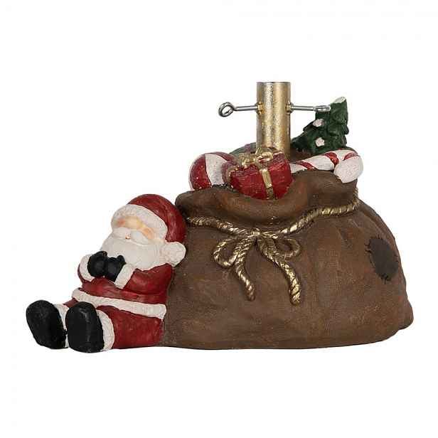 Hnědý stojan na stromek ve tvaru pytle a se Santou Christmas - 46*31*30 cm Clayre & Eef