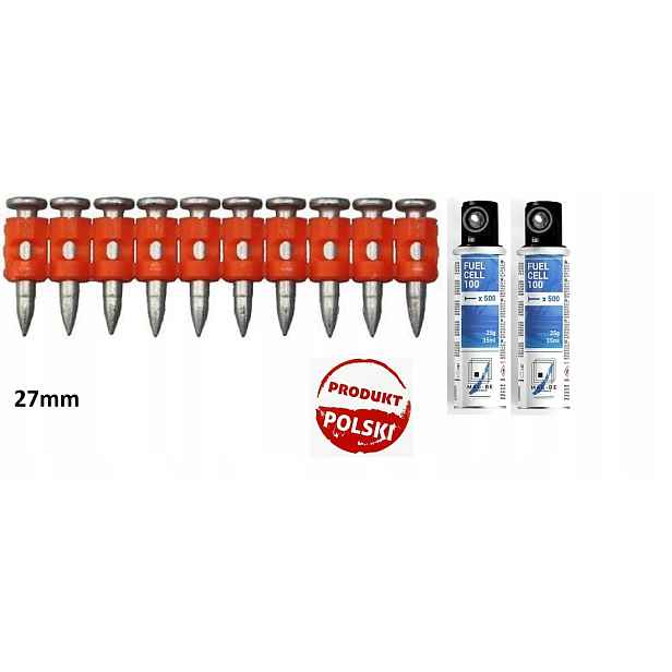 Hřebíky 27 mm pro betonu/ocel+2 plyny pro Rawl SC40II