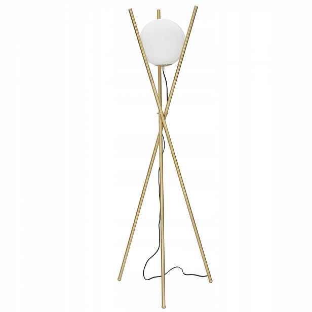Kovová stojací lampa na trojnožce Glamy, skleněné stínítko, 55 cm x 155 cm