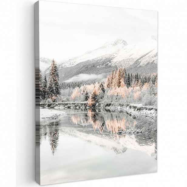 MuchoWow OBRAZ NA PLÁTNĚ Příroda - Zima - Stromy - Hory - Sníh 60x80 cm