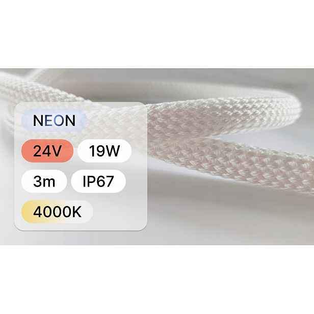 Neon Led Round 3 m Ø16 mm s látkovým opletením 24V19,2 W/m IP67 lampa