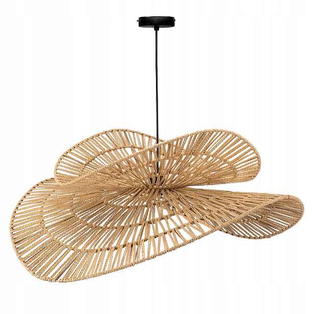Stropní Svítidlo Boho Přírodní Pletená Hnědá Dvojitá Stínidla 80 CM