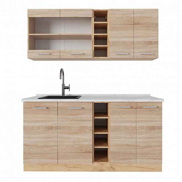 Vicco JEDNOTKOVÁ KUCHYNĚ R-Line Dub Sonoma/Goldkraft 160 cm , PD Mramor